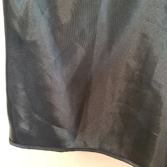 Escapades Top Women Large Black Satin Blouse Tank Embroidered Sleeveless Flowy - Picture 9 of 12